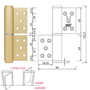 Nhiệm Vụ Nặng Nề 5.5 "Mềm Tự Động Đóng Cửa Gỗ Ẩn Thủy Lực Mùa Xuân Bản Lề Giấu Gần Nhôm Matte Màu Đen Bạc Vàng Bề Mặt