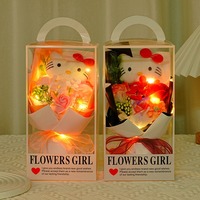 Kawaii Seifenblumenstrauß Hello Kitty Plüschpuppe Künstliche Rosen Blumen-Geschenk für Mädchen Kinder Geburtstag