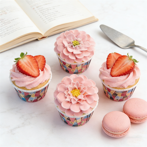 Pequeños cupcakes de plástico hechos a mano, decorados con glaseado fino, cactus, girasol, rosa, flor, fresa, rosa, verde, bonitos, ecológicos - Product Image 6