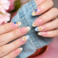 Faux ongles prêts à poser, style européen et américain, vente en gros, motif pois rose nude séduisant, style français, tridimensionnel