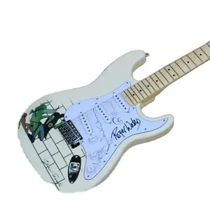 牛奶白色电吉他，带特殊图案白色拾音器SSS拾音器镀铬硬件，提供定制服务