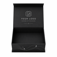 Caja de Regalo Magnética Plegable con Logotipo Personalizado, Empaque de Cartón Rígido Negro Mate de Lujo Premium Grande