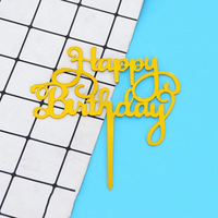 Décorations de gâteau en acrylique doré « Joyeux Anniversaire » et « Saint-Valentin », 1 pièce/sac, plusieurs styles, pour la décoration de gâteaux – Vente chaude