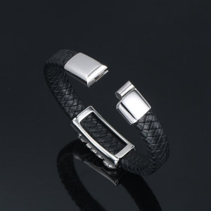 Pulsera de Cuero Trenzado Estilo Retro Europeo Americano, Brazalete de Acero de Titanio con Escorpión para Hombre, CE527 - Product Image 2