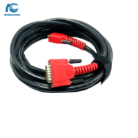 Conector OBD2 personalizado de fábrica, doble rojo, rosca externa de 15 Pines, arnés de Cable de diagnóstico de coche Universal de PVC, máquinas para automóviles