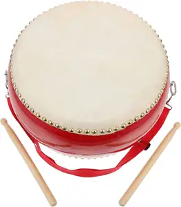 Chinese drum red wooden musical instrument folk dance adult and kids hand drum traditional Chinese percussion toy