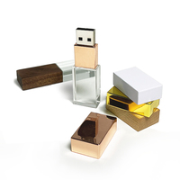 Memoria USB de Cristal para Regalo de Boda, Unidad Flash USB 2.0 de 8GB, 16GB, 32GB, Pendrive de Cristal con Luz LED de 1GB, 2GB, con Logotipo Personalizado