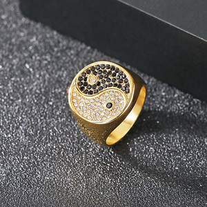 KALEN cincin Stainless Steel Mode Pria, cincin perhiasan Unisex, cincin Tai Chi, silang singa, baja anti karat, cincin mode pria Vintage - Product Image 3