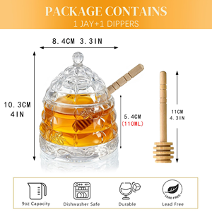 Machine Made Household Honey Tank Western-style Creative Cone <b>Glass</b> Syrup <b>Jar</b> Storage Eco-Friendly Durable 301-400ml <b>Glass</b> Lid - Product Image 4