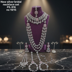 Elegant High Quality Gold Plated Bridal Engagement Wedding Anniversary Party Gift Ethnic Fashion Rhodium Plated Jewelry <b>Set</b> - Product Image 3