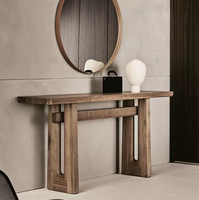 Nouvelle table console en bois de pin massif de style chinois, écologique, minimaliste Wabi-Sabi, noire, pour entrée ou salon, présentoir