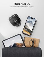 Soporte Plegable de Silicona para Teléfono Celular, Ajustable 360 Grados, Compatible con Todos los Modelos, Negro/Plateado