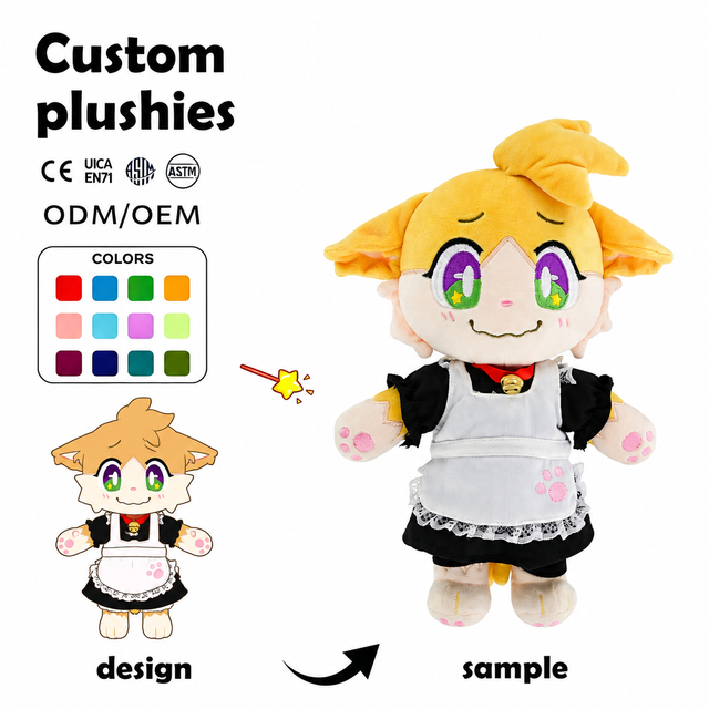 Custom Cartoon Animal Plushies Doll for Kids Huggable Super Kawaii Big Eyes Embroidered Face Plush Toy