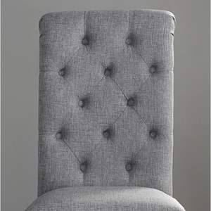 DB Leviton Farmhouse Style Solid Wood Tufted <b>Dining</b> <b>Chair</b> Set 2 <b>Grey</b> <b>Fabric</b> <b>Chairs</b> for Home <b>Dining</b> Living Room PP Plastic Materi - Product Image 3