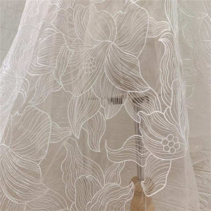 High endwedding nupcial floral bordado personalizado blanco transparente suave ligero vestido de noche <span class=keywords><strong>tela</strong></span> de encaje de <span class=keywords><strong>tul</strong></span> francés <span class=keywords><strong>por</strong></span> yarda - Product Image 1