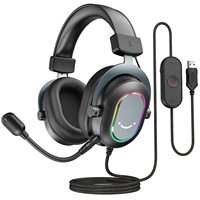 Audífonos Fifine 7.1 Canales RGB para Juegos, Supraaurales y Circumaurales, con Cancelación de Ruido, USB, Cableados, 3.5mm, con Micrófono