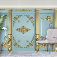 Papier peint mural photographique personnalisé en usine, motif colonne romaine sculptée dorée 3D européenne, pour fond mural, décoration murale moderne