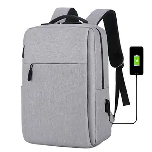 Çok fonksiyonlu basit iş tarzı seyahat su geçirmez naylon eğlence büyük Laptop sırt çantası ile USB şarj portu