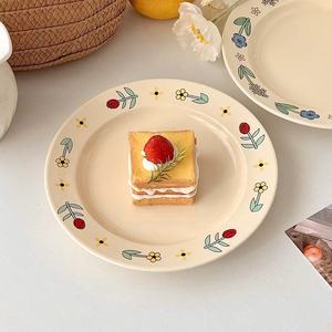 Lelyi Korean Ins <span class=keywords><strong>Assiette</strong></span> à fleurs fraîches <span class=keywords><strong>Assiette</strong></span> en céramique <span class=keywords><strong>Assiette</strong></span> à gâteau aux fruits mignons - Product Image 1