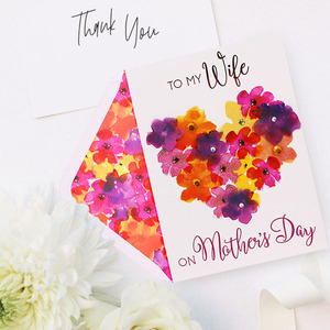 Impreso de estampado en caliente de la flor hecha a mano tarjetas de felicitación <span class=keywords><strong>para</strong></span> regalo de Día de las madres - Product Image 1
