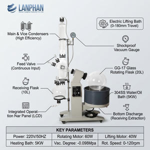 Évaporateur rotatif 20L, distillation sous vide, Rotovap avec double condenseur et taux de récupération élevé pour la récupération d'<span class=keywords><strong>éthanol</strong></span> solvant - Product Image 3