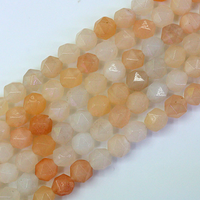 Perles de pierre naturelle à facettes, Aventurine rose pêche, perles taillées en diamant pour la fabrication de bijoux