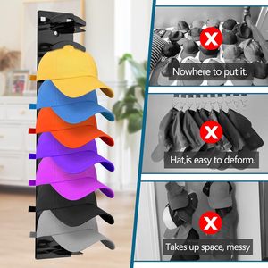 Single Tier Wall-Mounted Storage <b>Rack</b> for <b>Plastic</b> Baseball Caps Multifunctional Organizer - Product Image 3