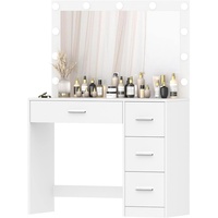 Table de maquillage moderne et simple avec miroir LED, bureau de coiffeuse de luxe haut de gamme pour chambre à coucher, mobilier intégré pour petit appartement