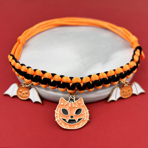 <span class=keywords><strong>Collar</strong></span> para mascotas de Halloween tejido a mano pequeño perro/gato adorno colgante poliéster suave con cintas sólidas estilo de joyería Original - Product Image 6