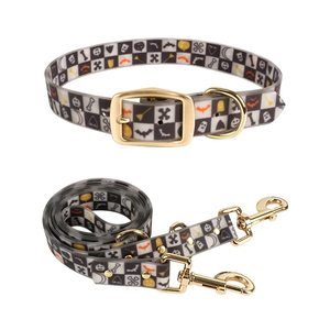 Fabricant de collier personnalisé solide à dégagement rapide pour animaux de compagnie ensemble de laisse collier de chien imperméable en alliage souple imprimé de concepteur - Product Image 4