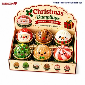 Joyeux Noël – Jouet Squishy en TPR – Jouet à presser pour les fêtes – Squishy Dumpling anti-stress – Fidget sensoriel – Bonhomme de neige – Père Noël – Cadeau mignon et original - Product Image 1