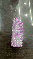 Étui de protection pour briquet, incrusté de perles et de strass, fait main, luxueux, avec coque extérieure en cristal et perles