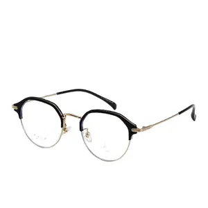 T22037 moda trendi iş yarı-titanyum kaş raf gözlük gözlük için gözlük jant fabrika çerçeveleri ile donatılmış olabilir