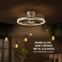 Plafonnier LED YOUKAIN moderne européen en métal à 5 pales (>48 pouces) avec télécommande, moteur DC, 6 vitesses, intensité variable, CRI80