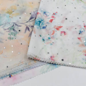 Lujo 75D impresión Floral lunares lentejuelas gasa tela buena calidad Material transpirable para mujeres vestidos de novia niñas - Product Image 3