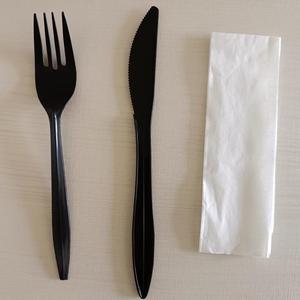 Juego de Cubiertos Desechables de Plástico PS, Tenedor, Cuchillo y Cuchara, en Blanco o Negro HD - Product Image 2