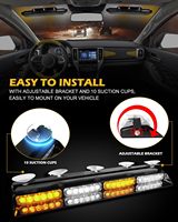 Lumière de sécurité d'urgence Pinzhi Amber White avec LED clignotante de sécurité, avertissement de danger, barre lumineuse de pare-brise intérieure 12V 100