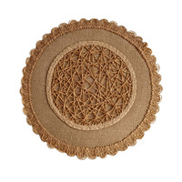 Set de table rond en papier de jute tressé, naturel et rustique, fait main, pour mariage, dîner, décoration de la maison