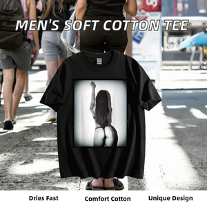Camiseta Gráfica 100% Algodón Tejido para Hombre, 180g, Estampada, Manga Corta, Secado Rápido, Transpirable, Antiarrugas, Suave, Casual, Marca Personalizada - Product Image 2