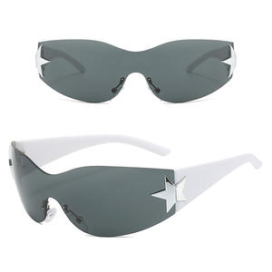 2025 nuevo Popular niños lentes de una pieza gafas de sol niñas niños Y2K Wrap estrella decoración niños gafas de sol - Product Image 5