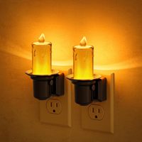 ZHILAI 1W LED Mini Bernsteinfarbenes Kerzenlicht mit Sensor, Helligkeitsregulierbar, Steckdosen-Nachtlicht für Schlafzimmer und Treppen