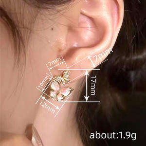 Orecchini Pendenti a Farfalla Dorata da Donna, con Cristalli e Strass, in Lega, Gioielli alla Moda per Feste - Product Image 6