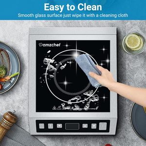 Table de cuisson à induction portable <span class=keywords><strong>AMZCHEF</strong></span> 3000W, certifiée ETL, équipement de cuisine commercial, 8 niveaux de puissance, minuterie 3 heures, écran LCD - Product Image 6