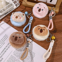Miroir de maquillage portable pliable à double face avec pendentif, personnalisé, en peluche, mignon et créatif, avec grossissement 2x