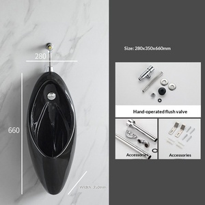 <span class=keywords><strong>Urinario</strong></span> Moderno de Cerámica Negra, de Pie o <span class=keywords><strong>Suspendido</strong></span> en la Pared, con Sensor Automático de Descarga, para Baño Masculino - Product Image 4