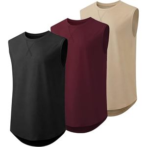 เสื้อกล้ามคอตตอนผู้ชาย FOXA แพ็ค 3 ตัว ทรงยาว คอกลม แขนกุด สำหรับออกกำลังกาย ฟิตเนส เสริมกล้ามเนื้อ ระบายอากาศดี สไตล์ฮิปฮอป - Product Image 1