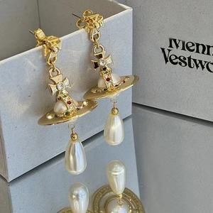 Pendientes de Lujo Empress West, Diseño de Gota de Agua Tridimensional, Perla Saturno, Oro y Plata, Elegantes y Modernos - Product Image 3