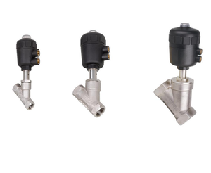 Nouveau et original Jzf Vanne à siège incliné pneumatique à piston, en acier inoxydable 304/316, simple/double action, tailles 3/8"-3", pression de service 0-1,6 MPa - Product Image 1