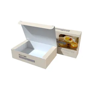 Custom size recyclable cake food paper packaging box white sweet egg tart mailing box