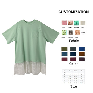 <span class=keywords><strong>Robe</strong></span> T-shirt en coton pur pour femmes, patchwork de dentelle, personnalisée 2025, mode, architecture <span class=keywords><strong>fluide</strong></span>, coupe décontractée, de jour en nuit - Product Image 6